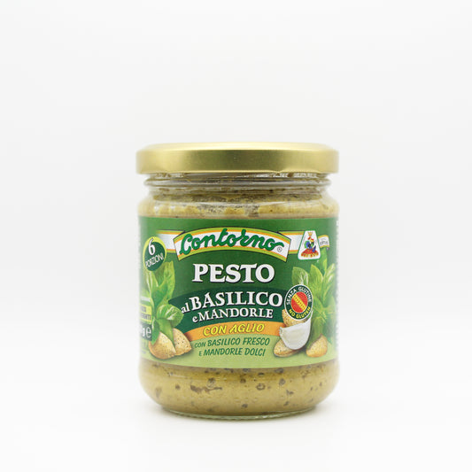 Pesto al basilico e mandorle con aglio